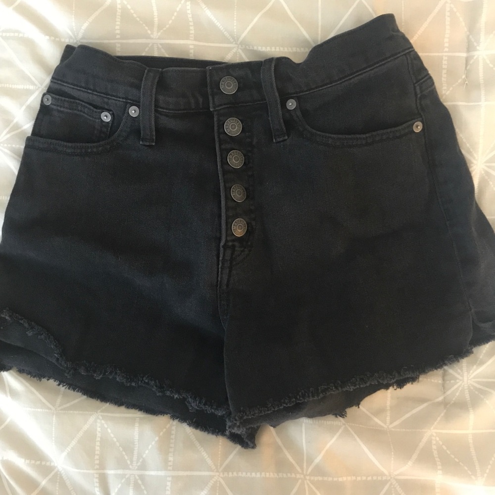 Madewell high-rise black denim shorts